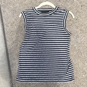 All Saints b&w striped burnout muscle tee.